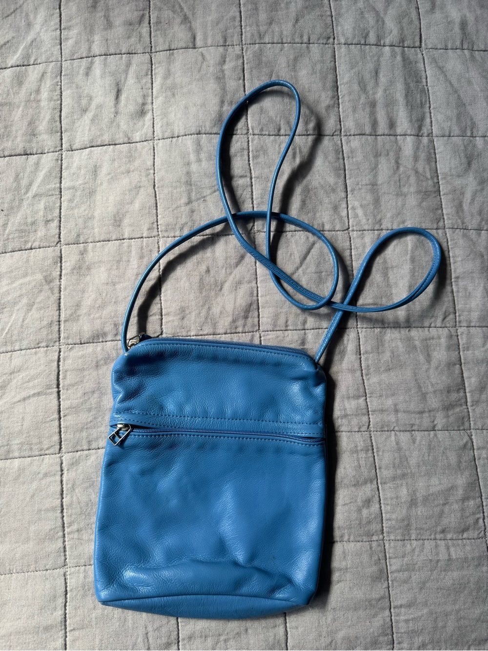 Blue Crossbody Leather Shoulder Bag